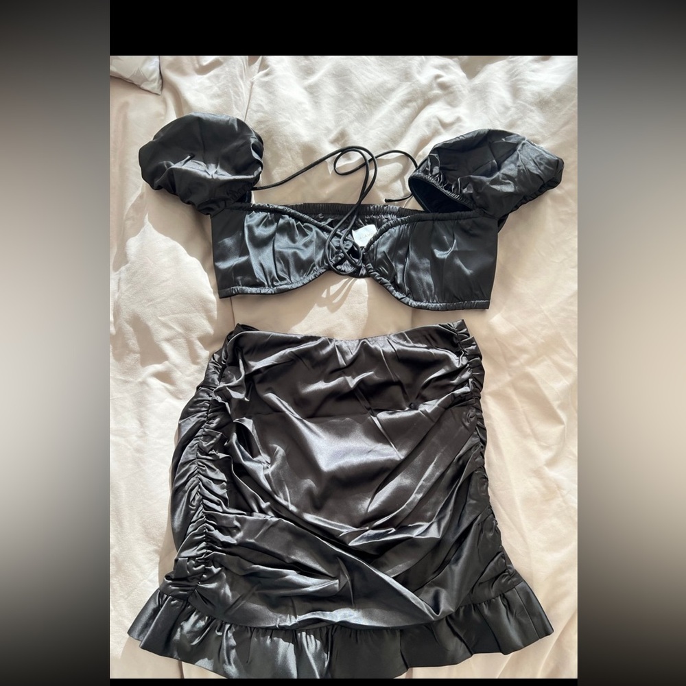 2 piece silky skirt and top